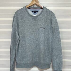 Tommy Hilfiger Gray Crewneck Sweater with Ribbed Details